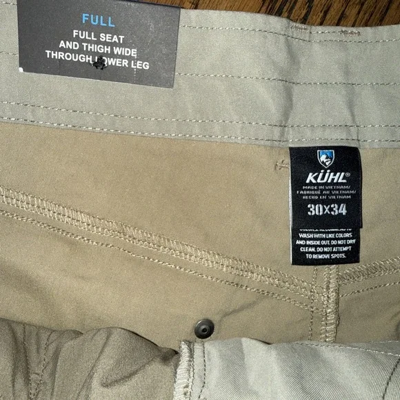 KUHL‎ Men's Revolvr Pants Tag 30/34 Vintage Patina Dye Fossil Khaki NWT Full
